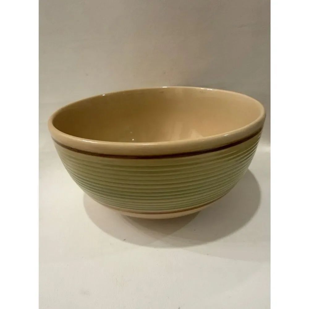Gibson Cream Interior Sage Green Ribbed Exterior Serving Bowl 8 1/2 X 4 1/2 Inch
